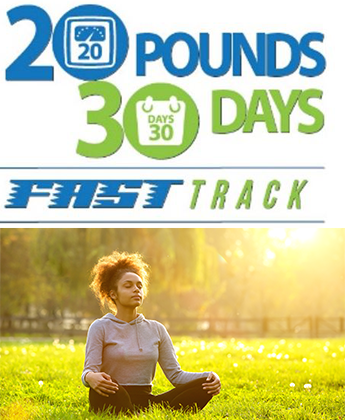 20 Pounds 30 Days graphic and a Woman Sitting Outside 20 Pounds 30 Days graphic and a Woman Sitting Outside